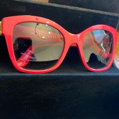 Womens Dolce & Gabbana Sunglasses. New In Box. Designer Red Tinted Sunglasses, Luxury Red Sunglasses With Gradient Lenses, Luxury Red Polarized Sunglasses, Luxury Red Tinted Sunglasses, Luxury Red Square Frame Sunglasses, Elegant Red Polarized Sunglasses, Red Square Frame Sunglasses For Party, Elegant Red Glass Sunglasses, Trendy Red Sunglasses For Evening