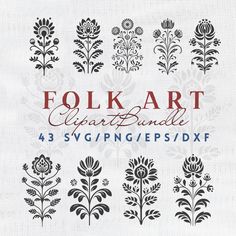 folk art clipart bundle 4 svg / dxf files for silhouettes