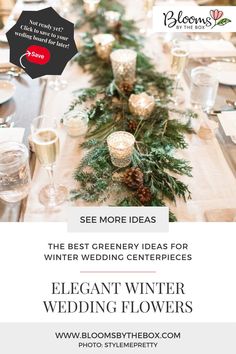 How to save money on winter weddings. DIY ideas winter wedding flowers. Winter wonderland wedding theme floral decor. BloomsByTheBox.com ships the best DIY flowers for weddings, parties & events. Shop premium, high-quality fresh-cut flowers, greens & floral design supplies for weddings, parties, entertaining & events. Cheap, affordable, bulk & wholesale fresh flowers. Brides, planners & designers use our DIY flower advice & tutorials to make your own floral arrangements, bouquets & centerpieces. Wedding Flowers Winter, Simple Floral Centerpieces, Winter Wonderland Wedding Theme, White Wax Flower, Diy Floral Centerpieces, Wonderland Wedding Theme, Winter Wedding Centerpieces