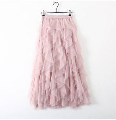 Pink Tulle High Waist Pleated Maxi Skirt | Uniqistic.com Maxi Skirt Png, Skirt Png, Womens Tulle Skirt, Tule Rok, Gonna In Tulle, Asymmetrical Midi Skirt, Mode Rose, Skirt Tulle, Tulle Maxi Skirt