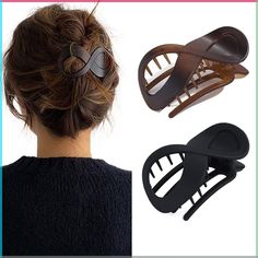 PRICES MAY VARY. Banana clip for women that goes perfectly with any outfit; Chic infinity design. French hair clips-Pack of 2 with Black and Amber color; Size Large: 8.5 cm/3.3 inch length x 4.5cm/1.8 inch height. All hair types can easily use the clips, whether thick or thin, long or short hair. Hair accessories for women made of high quality pastel plastic acrylic material and safe metal spring. The greatest features of these jumbo hair claws are strong flexibility, durable, easy to use and ha Banana Clip, Mom Hairstyles, Flat Hair, Hair Accessories Clips, French Hair, Quick Hairstyles, Fashion Hair Accessories, Hair Claws & Clips, Hair Barrettes