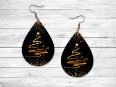 Christmas Trees Gold, Sublimation Earring Designs, Earring Png, Sublimation Earrings, Earring Sublimation, Earring Template, Sparkling Christmas, Patriotic Earrings, Winter Earrings