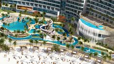 an artist's rendering of the resort and pool area