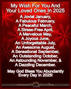 a red christmas card with the words, my wish for you and your loved ones in 205