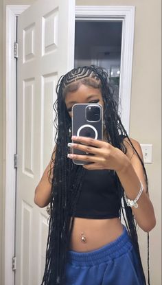 Frontal Wig Styles With Braids, Creative Knotless Braids, Hairstyles For 9th Grade, Spring Break Hairstyles For Black Women, Simple Braided Styles, Braided Weave Hairstyles, Braided Hairstyles For Black Women Protective Styles, Braid With Weave, Clothes Black Women