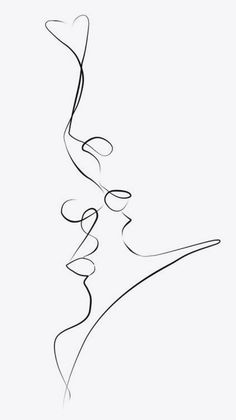 a line drawing of a woman's face with her hair blowing in the wind