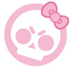 a pink skull with a bow on its head