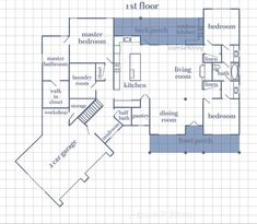 a blueprinted floor plan for a house