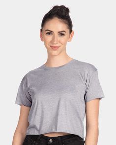 Women's Festival Cali Crop T-Shirt - HEATHER GRAY - XL | Next Level Women's Festival Cali Crop T-Shirt in Heather Grey Size XL | 65/35 Polyester/Cotton Heather Grey Crew Neck Top In Relaxed Fit, Heather Grey Crew Neck Top With Relaxed Fit, Heather Grey Short Sleeve Graphic Tee, Heather Grey Cotton T-shirt Short Sleeve, Heather Grey Relaxed Fit Short Sleeve T-shirt, Heather Grey Relaxed Fit Pre-shrunk Top, Heather Grey Short Sleeve Pre-shrunk Top, Heather Grey Pre-shrunk Short Sleeve Tops, Everyday Heather Grey Crew Neck T-shirt