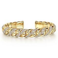 14K Yellow Gold Twisted Link Diamond Pave Cuff Bracelet Contemporary Bracelets, Pave Diamonds, Cuff Bracelet, Modern Style, Timeless Elegance, Twist, Yellow Gold, Cuff, Bracelet