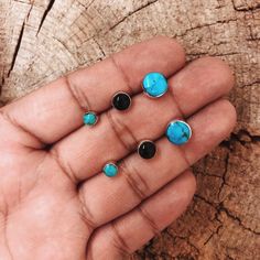 *ROUND here* Studs | Turquoise Tuesday Flower Engagement Ring Set, Square Cut Rings, Real Turquoise Jewelry, Handmade Turquoise Jewelry, Bohemian Diesel, Rose Gold Morganite, Turquoise Jewelry Native American, Flower Engagement Ring, Bar Stud Earrings