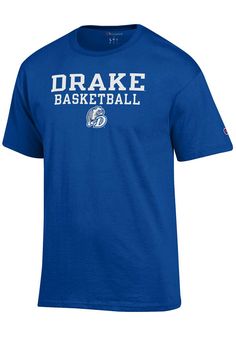 Show off your team pride in this Drake Bulldogs Blue Basketball Short Sleeve T Shirt! This Drake Short Sleeve Tee features a screen print of Drake Basketball with team logo on front chest. Make sure everyone knows you root for the Bulldogs with this Blue Drake T Shirt. Go Drake! Screen printed graphic on chest, Tag-free heat transfer neck label, Double-needle stitched hemmed sleeves and bottom, Athletic Fit, Set-in neck rib, Shoulder-to-shoulder taping, C logo on left sleeve, Preshrunk, Unisex, Blue Drake, Blue Throwback Sports T-shirt, Basketball Team Logo Short Sleeve T-shirt, Throwback Basketball Crew Neck T-shirt, Cheap Basketball T-shirt With Logo Print, Basketball Short Sleeve T-shirt With Screen Print, Blue Football, Cheap Shirts, Basketball Shorts