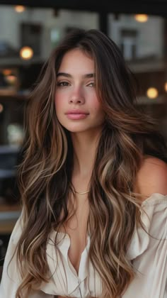 Dark Hair Blond Balayage, Long Brown Hair With Balayage, Sunkissed Hair Brunette Sun Kissed Natural Subtle Highlights, Natural Brunette Highlights, Sunkissed Hair Brunette Dark, Cool Tone Brunette, Hair For Pale Skin, Bold Balayage, Sunkissed Brunette Hair