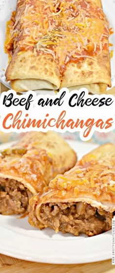 beef and cheese quesadilla on a plate with text overlay that reads beef and cheese cinchhangas