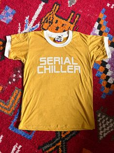 Serial Chiller Ringer Tee, Funny Vintage Retro Vintage Ringer T-shirt, Weird Random Shirt for Women, Sassy Shirt, Silly Shirt, Marigold - Etsy Sturgill Simpson, Sassy Shirts, Silly Shirt, Ringer Tee, Vintage Humor, Vintage 70s, Retro Vintage, Tops & Tees, Adult Outfits