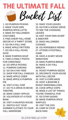 the ultimate fall bucket list with text overlay