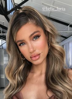 Sequins In Hair, Brunette Hair Updos, Lob Formal Hairstyles, Slick Bangs Hair Down Wedding, Blazer Hairstyles Women, Loose Pony Bridesmaid Hair, Glam Hairstyles For Long Hair Half Up, Wedding Hair Slicked Bangs, Slicked Back Bangs Hair Down Wedding