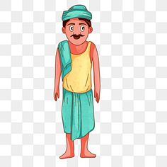 a man with a mustache wearing a green hat and blue towel, cartoon character, person,