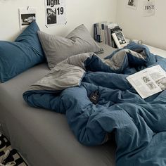 Dual-Tone Bedding Set | Aesthetic Room Decor Light Academia Room, Vintage Aesthetic Room, Indie Aesthetic Room, Dark Academia Room, Room Grunge, Academia Room, Cottagecore Room, Danish Pastel Room, Blue Bedding Sets