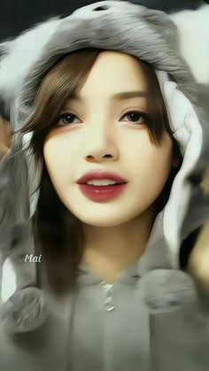 a digital painting of a woman wearing a hoodie