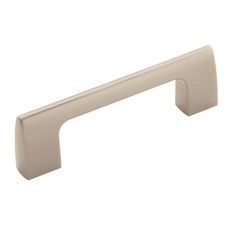 a brushed steel cabinet handle on a white background with clipping to the left side