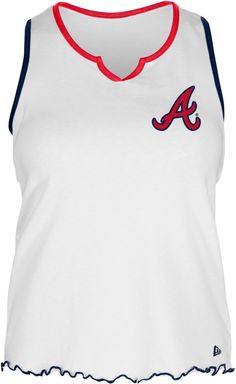 Design Sleeveless, scoop-neck tank top Feminine fit Style and Team Spirit Screen-printed team graphics Additional Details Machine washable Officially licensed product Collegiate Cotton Sleeveless Tank Top, Collegiate Sleeveless Cotton Top, Collegiate Sleeveless Cotton Tank Top, Sleeveless Tops For Sports Events With Team Spirit, Cotton Sleeveless Collegiate Tank Top, Sleeveless Graphic Print Top For Game Day, Sleeveless Cotton Tops For Game Day, White Sleeveless Team Name Tops, Collegiate Cotton Sports Tank Top