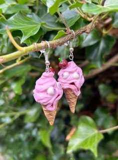 Approx. Size 45mm   These are super cute and creepy polymer clay one of a kind ice cream/i-scream earrings. They are hand modelled before being painted and varnished. Each hangs from a s/p kidney wire. Please note these are hand-modelled not cast and therefore might have small imperfections such as thumb-prints! Also note that there may be some variation in colours due to different monitor settings etc. Scream Earrings, Cute And Creepy, Thumb Prints, Hand Model, I Scream, Scream, Jewelry Earrings Dangle, Etsy Earrings, Polymer Clay