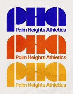 an advertisement for the palm heights athletics program, featuring orange and blue letters on white paper