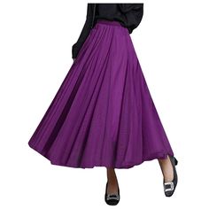 PRICES MAY VARY. MATERIAL: High quality 2-layers tulle and 1 layer satin silk lining, can't be perspective, breathable tulle make the skirt comfortable to wear. FEATURE: Long tulle skirt for women, A-line style, pleated and swing flowy big hem, ankle length (84 cm/33.07"), high waist with elastic waistband for easy to wear. STYLE: Pleated, flowy and big hem make you look slimmer and taller. You can match simple white T-shirt/top in fall or overcoat in winter, easy to go well with clothes. OCCASI Purple Long Skirt, Fairy Princess Costume, Long Tulle Skirt, Long Flowy Skirt, Tulle Long Skirt, Tulle Maxi Skirt, Princess Skirt, Womens Wedding Dresses, Purple Skirt