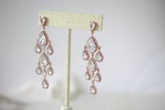 Rose gold Teardrop Chandelier bridal earrings – Treasures by Agnes Rose Gold Chandelier, Rose Gold Chandelier Earrings, Teardrop Chandelier, Bridal Earrings Chandelier, Crystal Chandelier Earrings, Elegant Bride, Chandelier Design, Perfect Palette, Perfect Woman