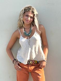 Fresh and simple 100 % linen top V neck style with adjustable straps Orders may take up to 15 days to be send out V Neck Style, Beach Towel Blanket, Chic Top, Jumpsuit Shorts Rompers, One Piece Suit, Halter Style, Linen Top, Wide Sleeves, Swim Dress