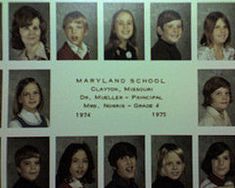 many pictures of young people are shown on the wall in this school photo book cover