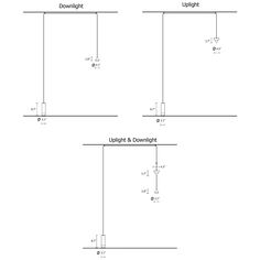 two diagrams showing the different lighting and downlights in an electrical system, with one light on