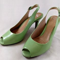 Nurture Felicity 339 Macha Shoes - Nib. Size 91/2 M. The Heel Is Approx 3 1/2". New In Original Box. Please See Attached Pictures. Green Slip-on Heels For Formal Occasions, Elegant Green Slip-on Heels, Green Court Shoes With 4-inch Heel For Spring, Green Almond Toe Heels, Spring Slip-on Court Shoes With 4-inch Heel, Spring Leather Open Toe Court Shoes, Spring Green Court Shoes With Padded Heel, Green Summer Court Shoes For Formal Occasions, Green Court Shoes For Formal Summer Events