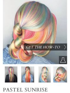 * Gorgeous HOW-TO by #BTCONESHOT Winner @shelleygregoryhair! Hair Couler, Pastel Sunrise, Pastel Rainbow Hair, Hair Play, V Hair, Hair 2022, Colored Hair Tips