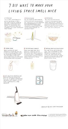 a poster with instructions on how to make your living space smell nice