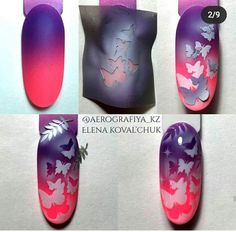 Nail Airbrush Designs, Nails Sommer, Airbrushed Nails, Nails Airbrush, Airbrush Nail Art, Tape Nail Art, Airbrush Designs, Airbrush Nails, Blue Nail Art