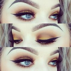 makeup. Smoked Wing Makeup, Wing Makeup, Yellow Eye Makeup, Best Makeup Tips, Smoky Eyes, Kiss Makeup, Blue Eye, Blue Eye Makeup