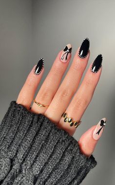 Get inspired by 30+ adorable bow nail designs, from cute 3D bow nails to short and sweet styles in pink, red, white, gold, and black. This also includes coquette nails, ribbon nails, short bow nails, french tip bow nails, bow nail art. (📷 kuypernailart IG) Fall Fun Nails Ideas, White Red And Black Nails, Nail Art With Bows, Red Nails Nail Art, Fall Bow Nails, Nails With Bows On Them, Black Nails With Bow Design, Nails With Bow Design, Gel X Nail Art