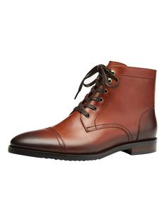 The men's ankle boots feature retro glam style with classic lace-up closure type and soft glazed leather upper. Smooth upper reveal the beauty of leather grain and texture. With traditional shades, these casual leather boots are versatile options for a variety of looks, formal or casual, from dressing up basic jeans to business suits tuxedo, adding the finishing touch to your outfit. With breathable leather lining, soft cushioned footbed and lightweight rubber outsole, Santimon boots make effort Brown Goodyear Welted Lace-up Boots For Fall, Brown Chukka Boots For Fall, Business Lace-up Boots With Cap Toe For Winter, Classic Work Boots For Business In Fall, Fall Leather Lace-up Chelsea Boots, Fall Leather Martin Boots With Plain Toe, Leather Martin Boots With Plain Toe For Fall, Leather Lace-up Chelsea Boots For Fall, Fall Lace-up Leather Chelsea Boots