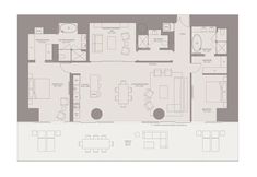 the floor plan for an apartment with three bedroom and two bathroom areas, including one living room