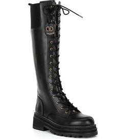 Kurt Geiger London Chelsea Combat Leather Lace Up Knee High Boots | Dillard's Leather Knee-high Boots With Lacing, High Combat Boots, Lace Up Knee High Boots, Knee High Combat Boots, London Chelsea, Kurt Geiger, Leather Lace, Dillard's, Leather And Lace