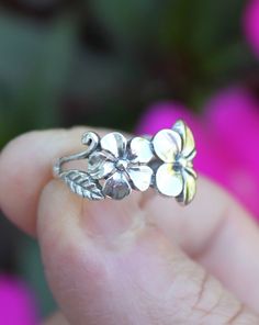 Sterling Silver Plumeria Flower Ring | The Life Divine Flower detail measures approximately 1/2" H Flower Detail, Size 10 Rings, Flower Ring, Free Giveaway, Ring Size, Size 10, Sterling Silver, Ring, Flowers