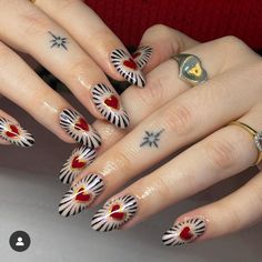 Heart Nail, Hari Valentine, Nail Swag, Stick On Nails, Heart Nails, Funky Nails, Dope Nails, Valentine's Day Nails, Artificial Nails