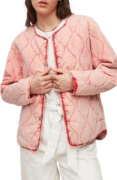 AllSaints Reign Onion Quilted Jacket | Nordstrom Wife Fashion, Liner Jacket, Pink Highlights, London Today, Quilt Jacket, Notting Hill, Women's Coats & Jackets, Quilted Leather, Quilted Jacket