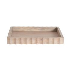 an empty wooden tray on a white background