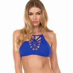 Becca By Rebecca Virtue Swim Bikini Top Removable Cups Medium Reversible Swimwear, Floral Tankini, Blue Swimwear, Plunge Swimsuit, Womens Swim