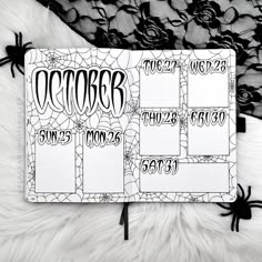 a black and white photo with the word october written in cursive writing on it