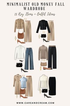 Old Money Fashion Capsule, Old Money Closet Staples, Old Money Aesthetic Capsule Wardrobe, Old Money Fall Wardrobe, Old Money Fall Capsule 2024, Wide Leg Pant Outfit, Classy Lifestyle, Plain White Shirt, How To Look Expensive