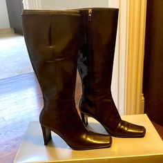 Like New. Worn Once Below The Knee Boots, Shoes Brown, Heels Boots, Nine West Shoes, Shoes Heels Boots, Nine West, Knee Boots, Shoes Women Heels, The Knee